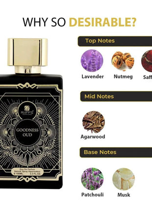 Apa de Parfum Goodness Oud Black, Riiffs, Unisex - 100ml