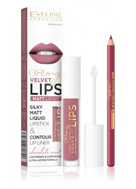 Ruj lichid + Creion Oh! My velvet lips 13 ,Eveline Cosmetics