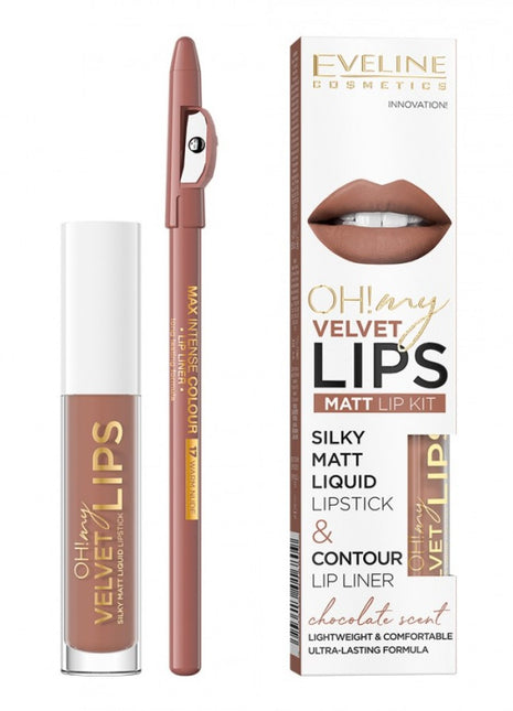 Ruj lichid + Creion Oh! My velvet lips 14 ,Eveline Cosmetics